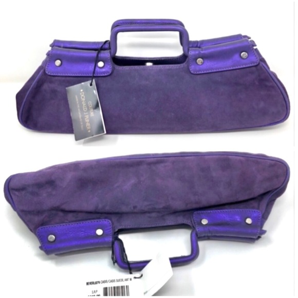 DONALD J. PLINER dark plum suede baguette bag, made in Italy, NWT - Picture 3 of 12